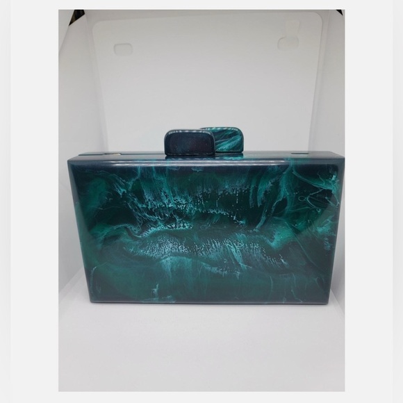 Ramla ~ Emerald Marble Resin Purse ~ handmade ~ NWOT